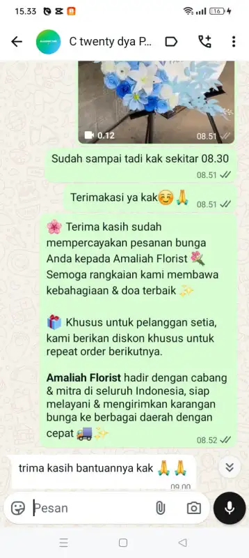 Testimonial krans bunga PANGKAL PINANG