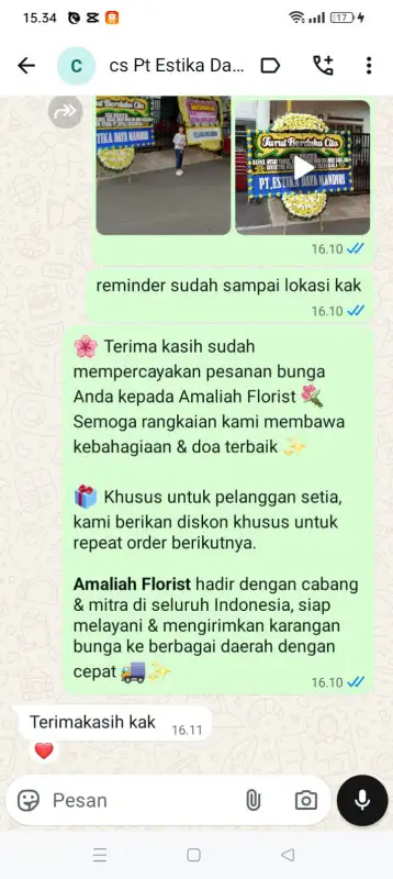 Testimonial Papan Bunga duka PANGKAL PINANG
